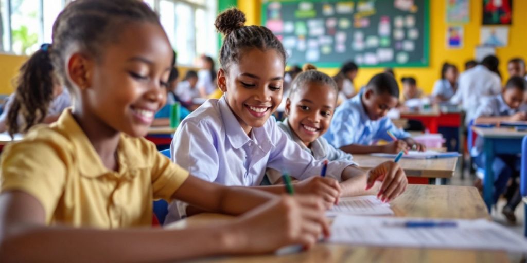 Siswa belajar di SMPN 4 Nabire, Papua.